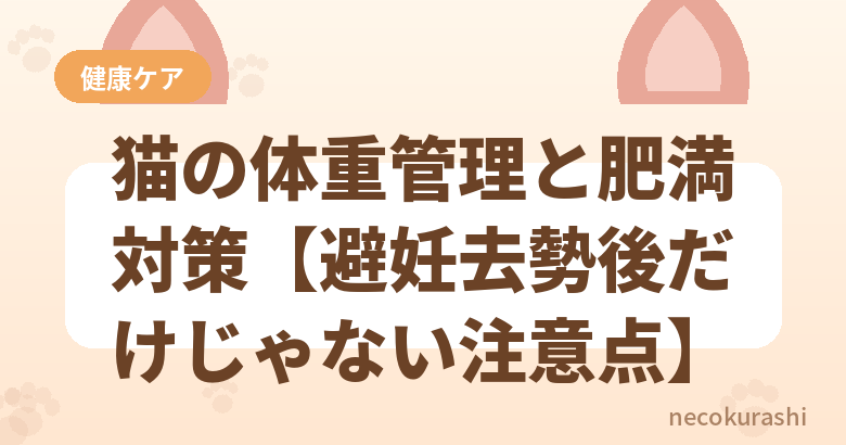 猫の体重管理と肥満対策【避妊去勢後だけじゃない注意点】
