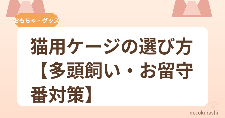 猫用ケージの選び方【多頭飼い・お留守番対策】